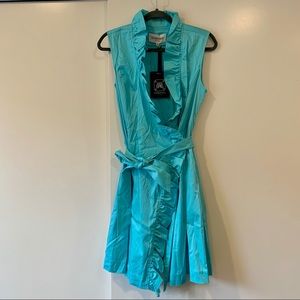 Baby blue wrap dress with ruffles